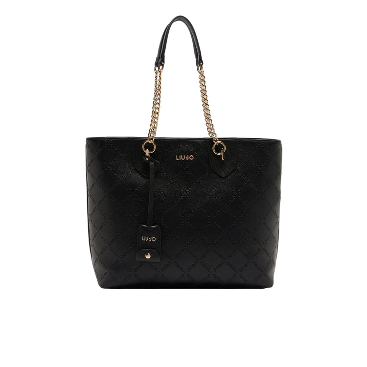 Shopping bag Donna con logo rilievo a rombi Nero