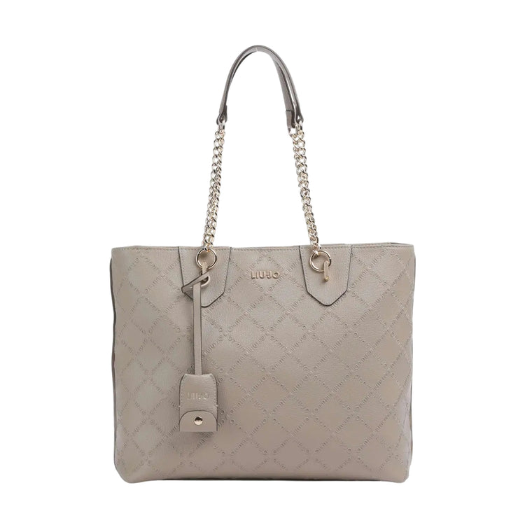 Shopping bag Donna con logo rilievo a rombi Grigio