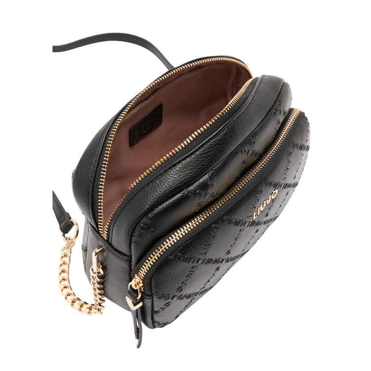 Borsa a tracolla media Donna con motivo rombi Nero interno