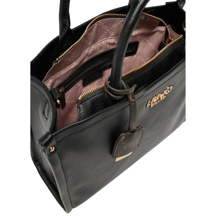 Borsa Donna media a mano con charm Nero interno