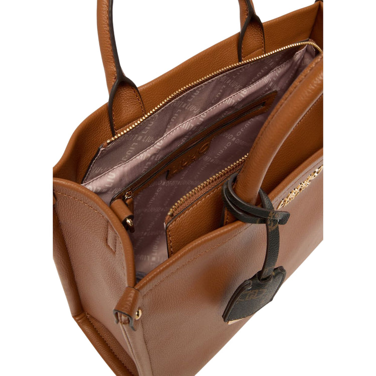 Borsa Donna media a mano con charm Marrone interno
