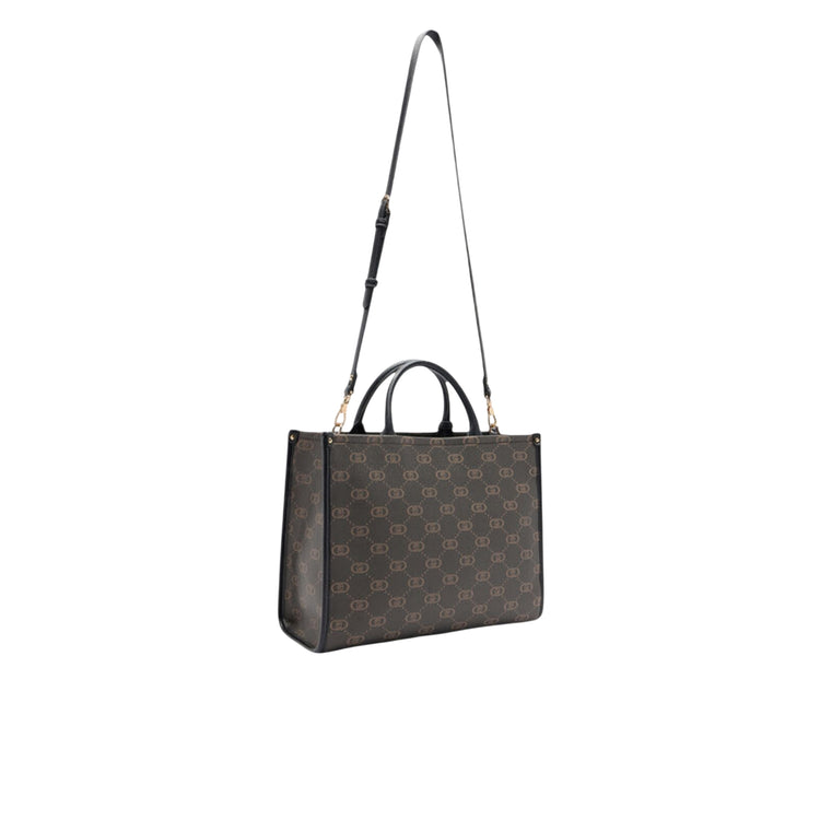 Borsa Shopping Donna logata all over Nero retro