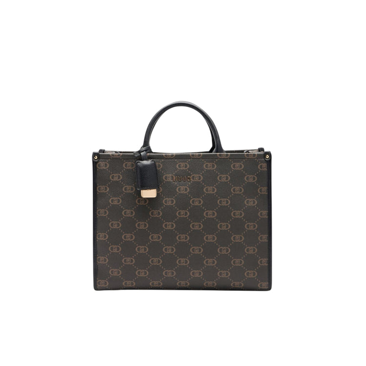 Borsa Shopping Donna logata all over Nero