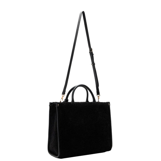 Borsa grande Donna effetto teddy nero retro