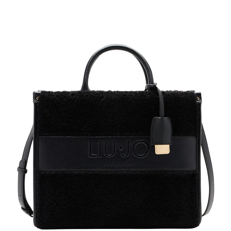 Borsa grande Donna effetto teddy nero