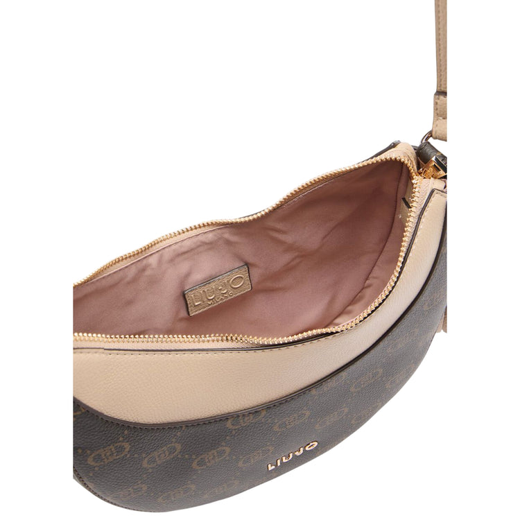 Borsa hobo media da donna con stampa logo interno