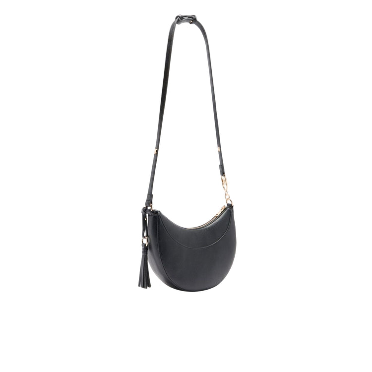 Borsa a spalla media da donna con charm Nero retro