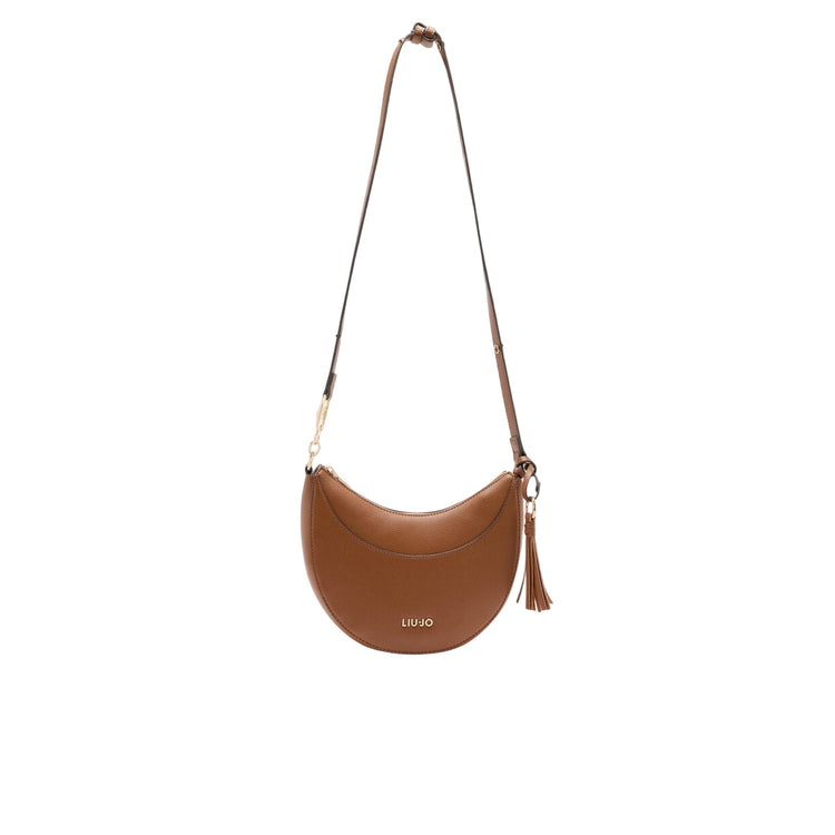 Borsa a spalla media da donna con charm Marrone