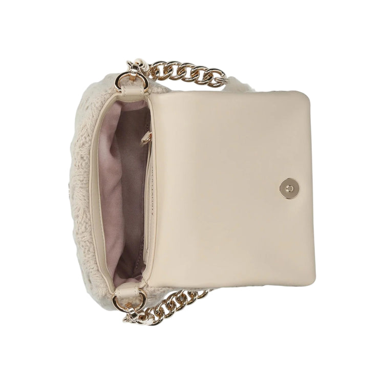 Borsa a spalla in maglia a trecce Beige interno