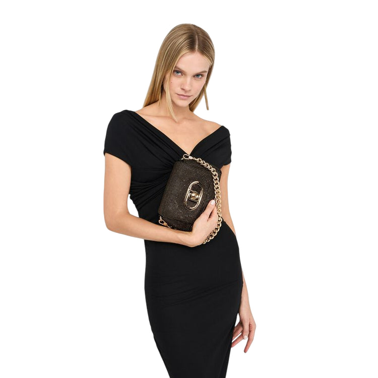 Borsa Donna LaPuffy piccola con strass all over modella