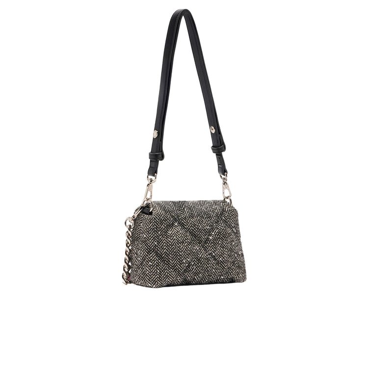 Borsa LaPuffy piccola in tessuto chevron retro