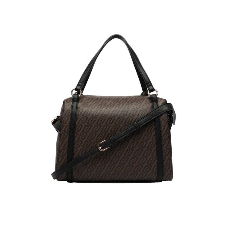 Borsa a bauletto Donna con logo all over marrone retro