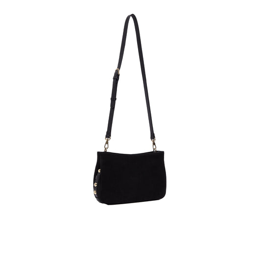Borsa Donna in camoscio Nero retro con tracolla