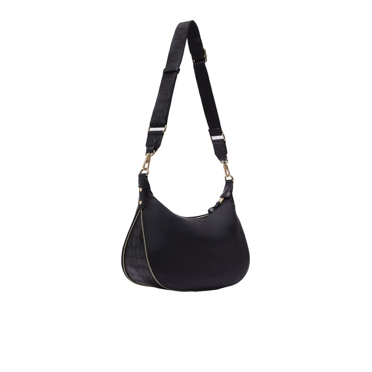 Borsa Hobo piccola Donna effetto nabuk nero retro