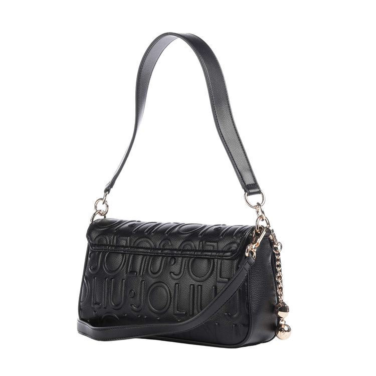 Borsa a spalla Donna con logo a rilievo nero retro