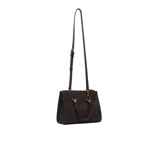 Borsa satchel piccola Donna logata marrone retro