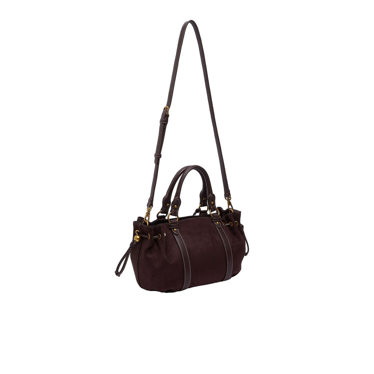 Borsa bauletto Donna in microfibra bordeaux retro con tracolla