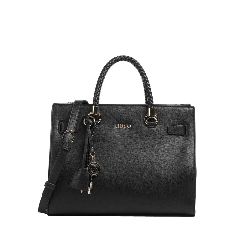Borsa satchel Donna con manici intrecciati Nero