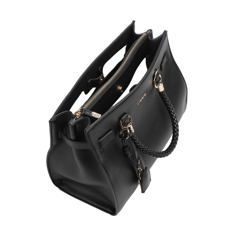 Borsa satchel Donna con manici intrecciati Nero