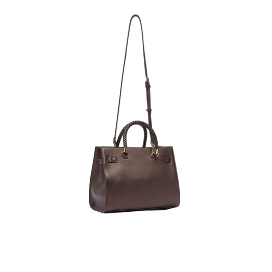 Borsa satchel Donna con manici intrecciati Marrone retro, con tracolla