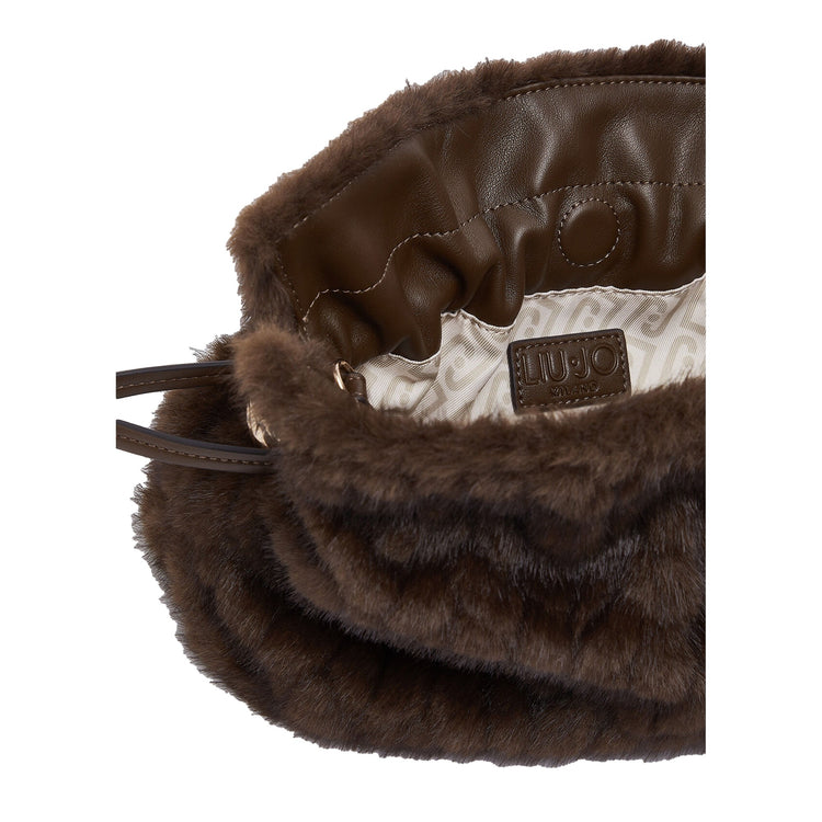 Borsa piccola Donna Riccy in pelliccia marrone dettaglio