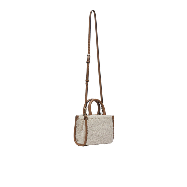 Mini Borsa Donna in teddy con charm Beige retro