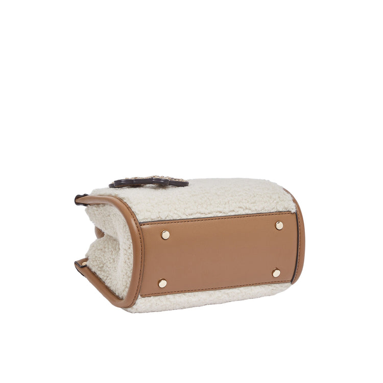 Mini Borsa Donna in teddy con charm Beige