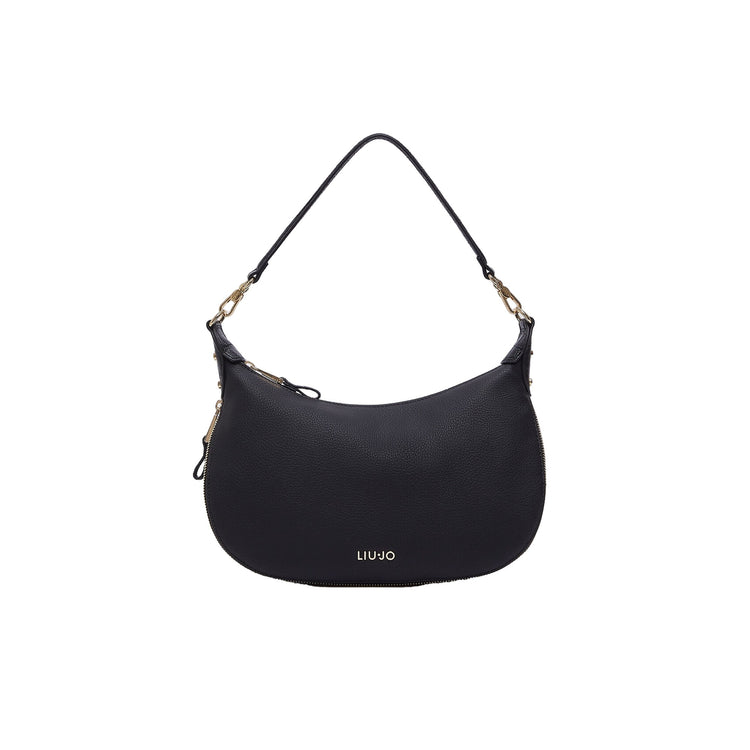 Borsa Hobo Donna media con dettagli zip Nero