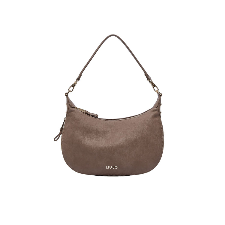 Borsa Hobo Donna media con dettagli zip Beige