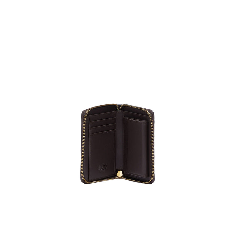 Portafoglio piccolo Donna con logo embossed Marrone scuro interno