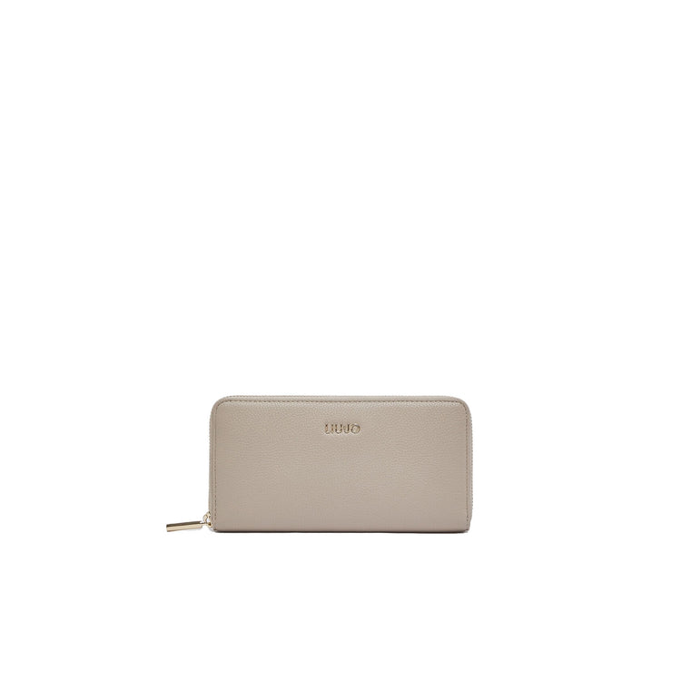 Portafoglio grande Donna con zip Beige
