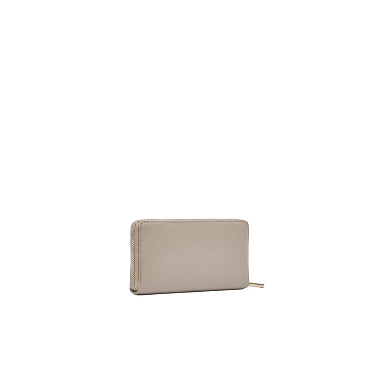 Portafoglio grande Donna con zip Beige retro