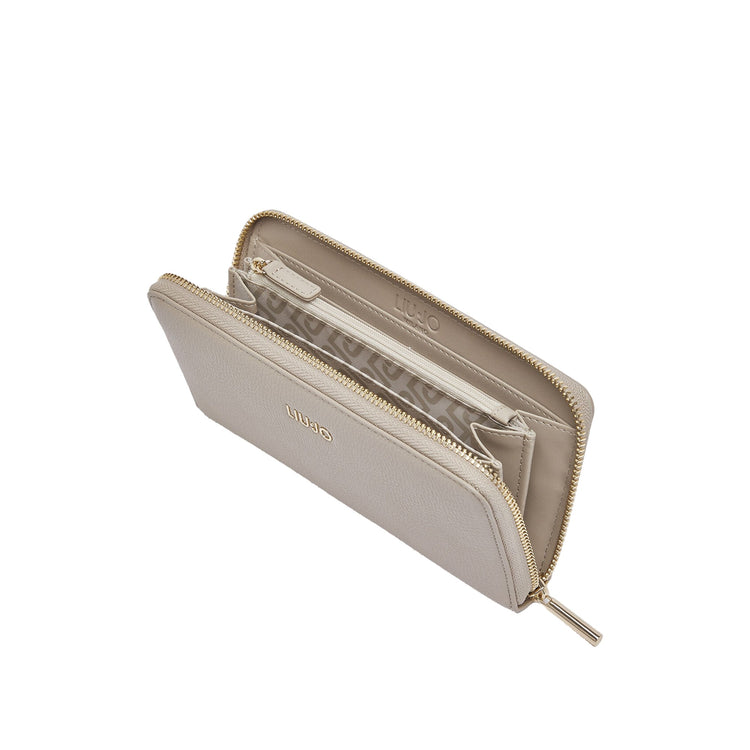 Portafoglio grande Donna con zip Beige interno