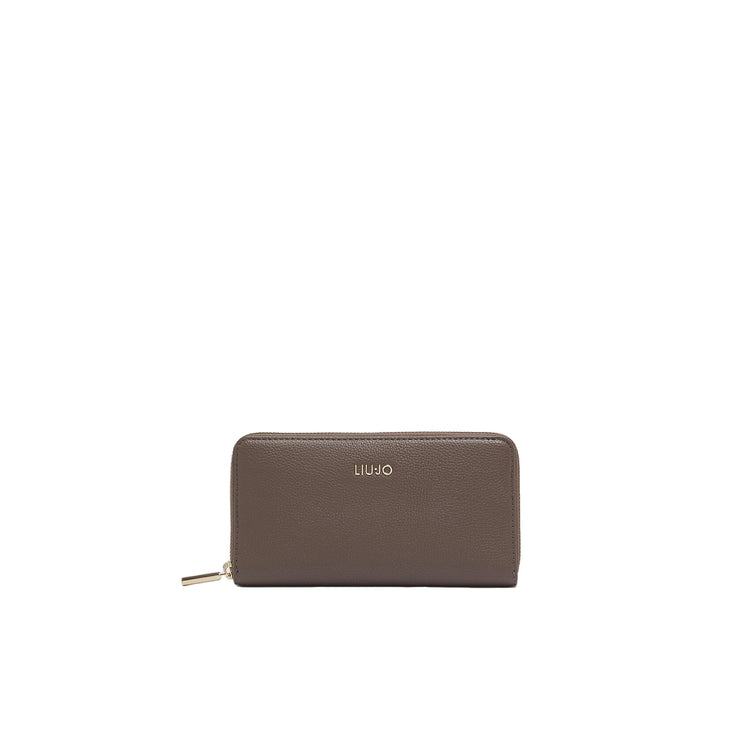 Portafoglio grande Donna con zip Marrone