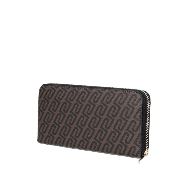 Portafoglio grande Donna logato all over Marrone retro