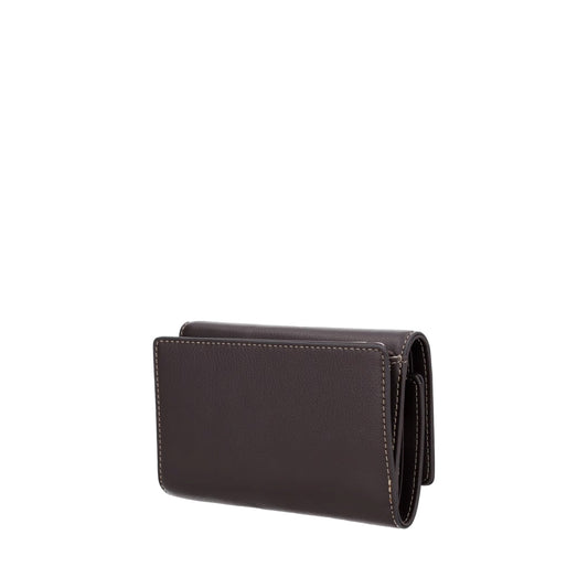 Portafoglio Donna dal design pieghevole marrone scuro retro