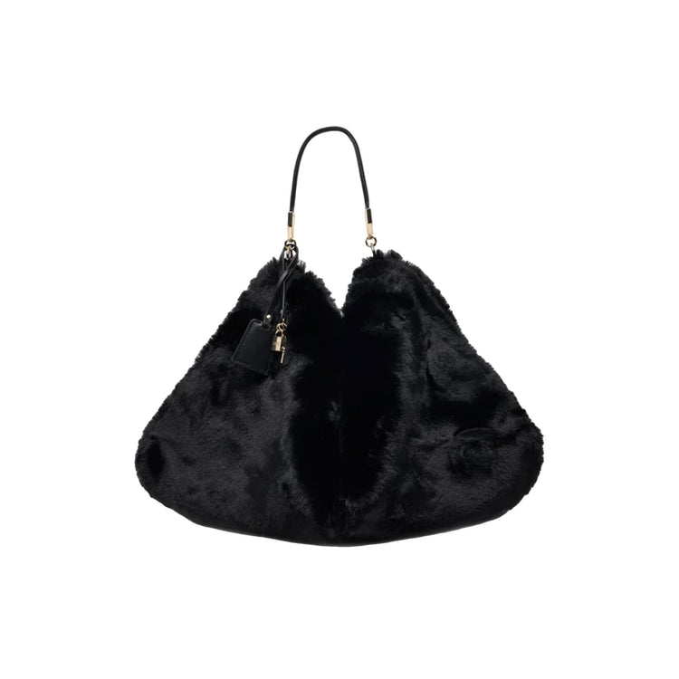 Borsa monospalla Donna in pelliccia nero