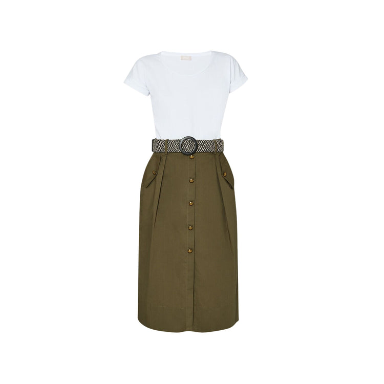 Women's dress with long buttoned skirt