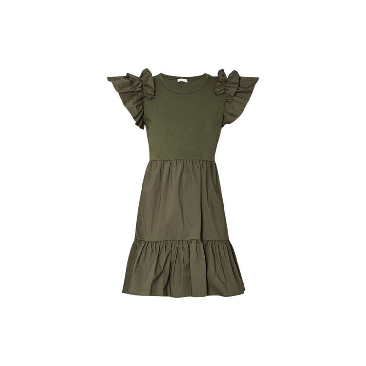 Women's dress with flounces and ruffles