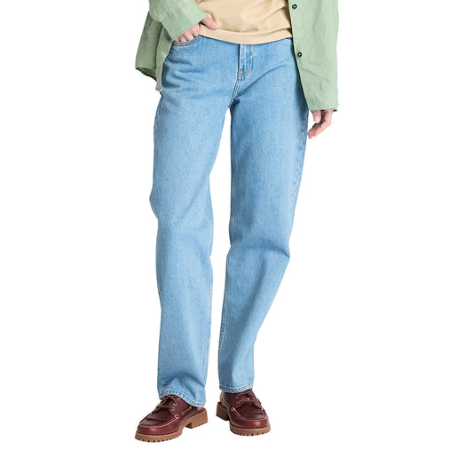 Jeans Straight da Donna in Denim blu modella frontale