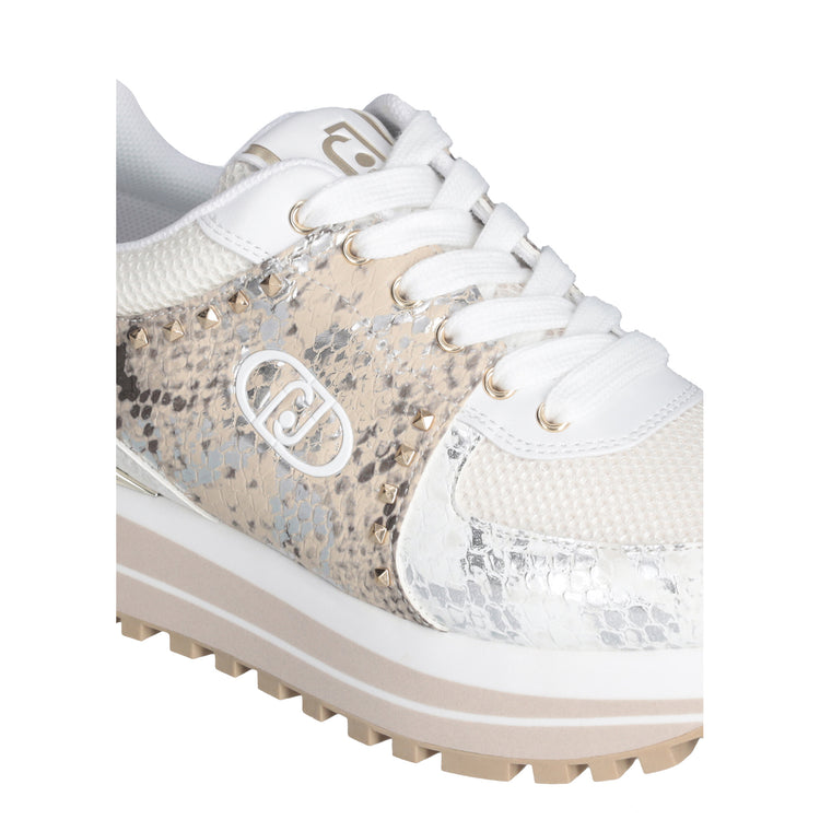 Sneakers Donna bianche con stampa pitone dettaglio