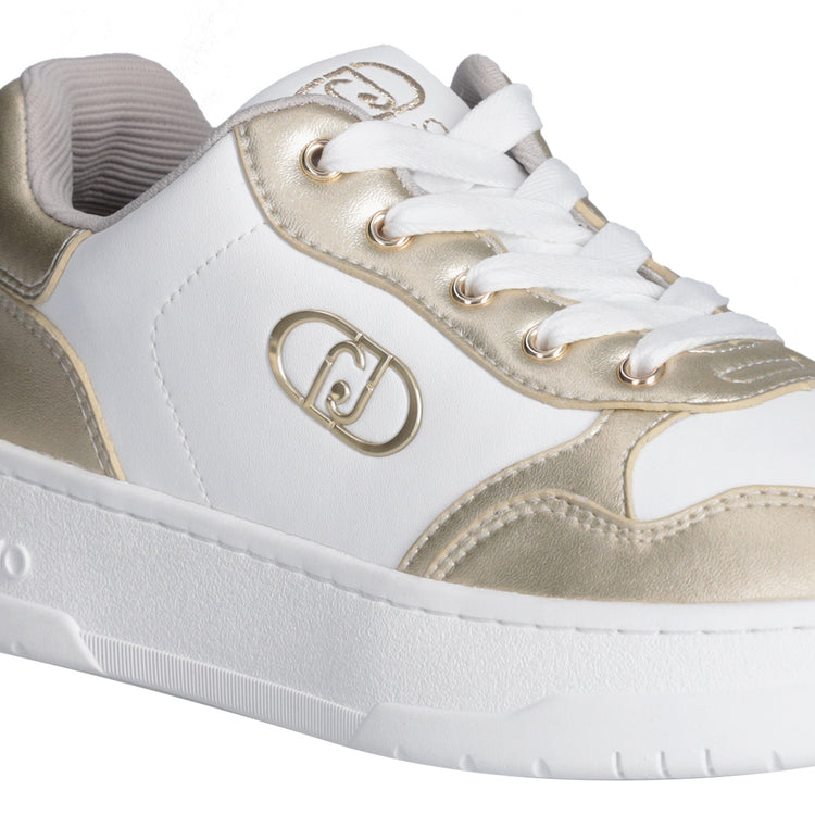 Sneakers Donna in pelle con inserti oro dettaglio