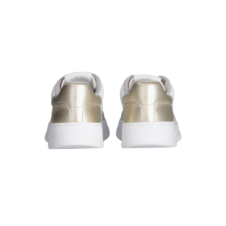 Sneakers Donna in pelle con inserti oro retro
