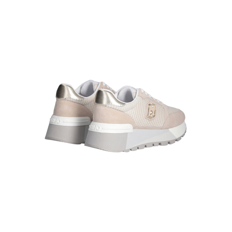 Sneakers platform donna in suede e mesh beige retro