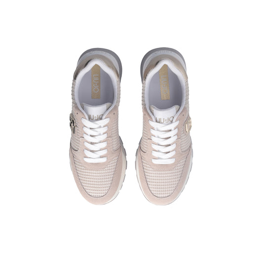 Sneakers platform donna in suede e mesh beige