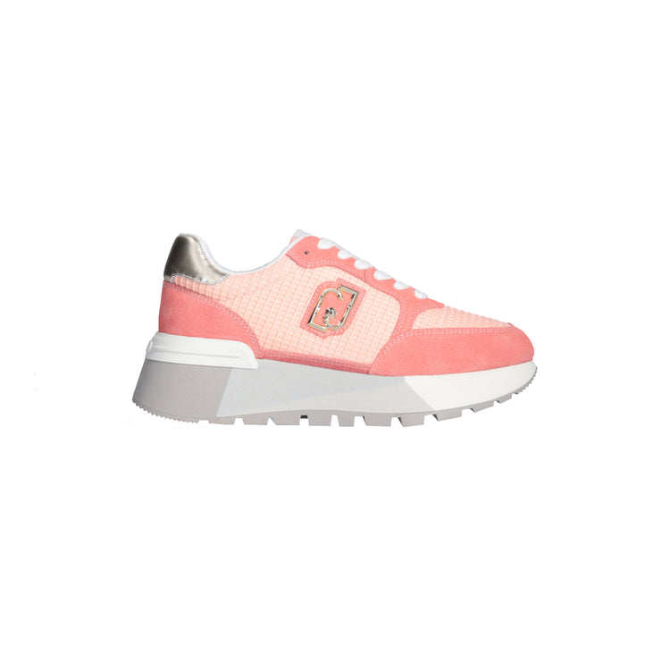 Sneakers platform donna in suede e mesh arancione