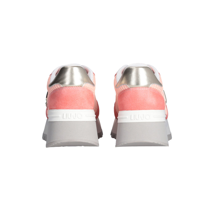 Sneakers platform donna in suede e mesh arancione retro
