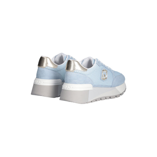 Sneakers platform donna in suede e mesh azzurro retro
