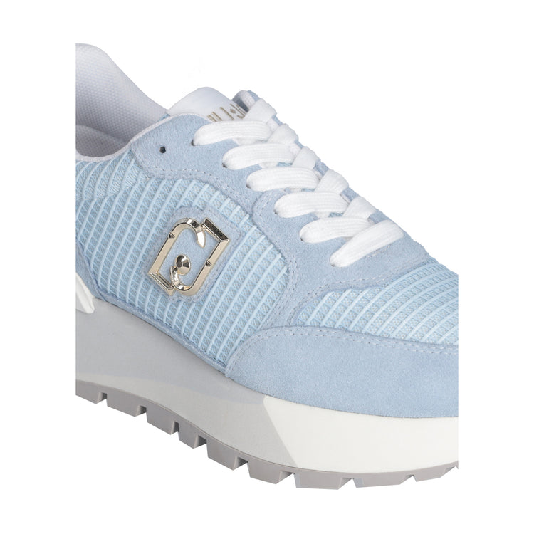 Sneakers platform donna in suede e mesh azzurro dettaglio