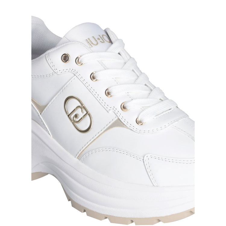 Sneakers Donna in pelle bianca con suola bold dettaglio